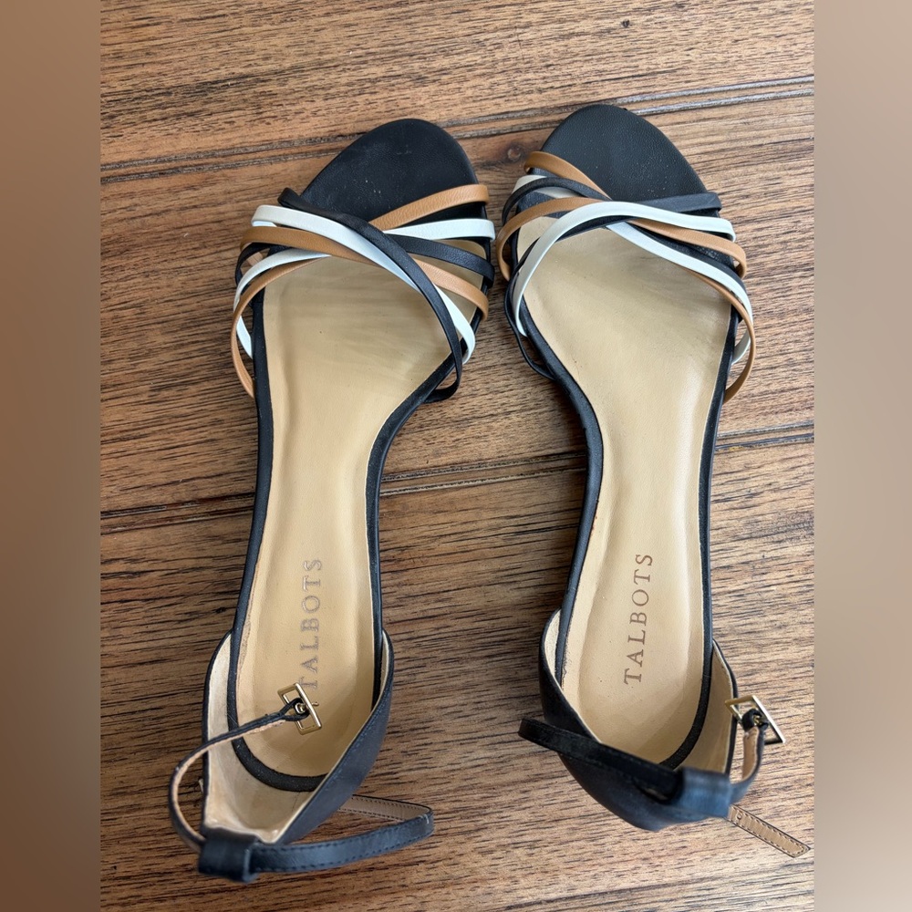 Talbots Black, Tan & White Strappy Sandals